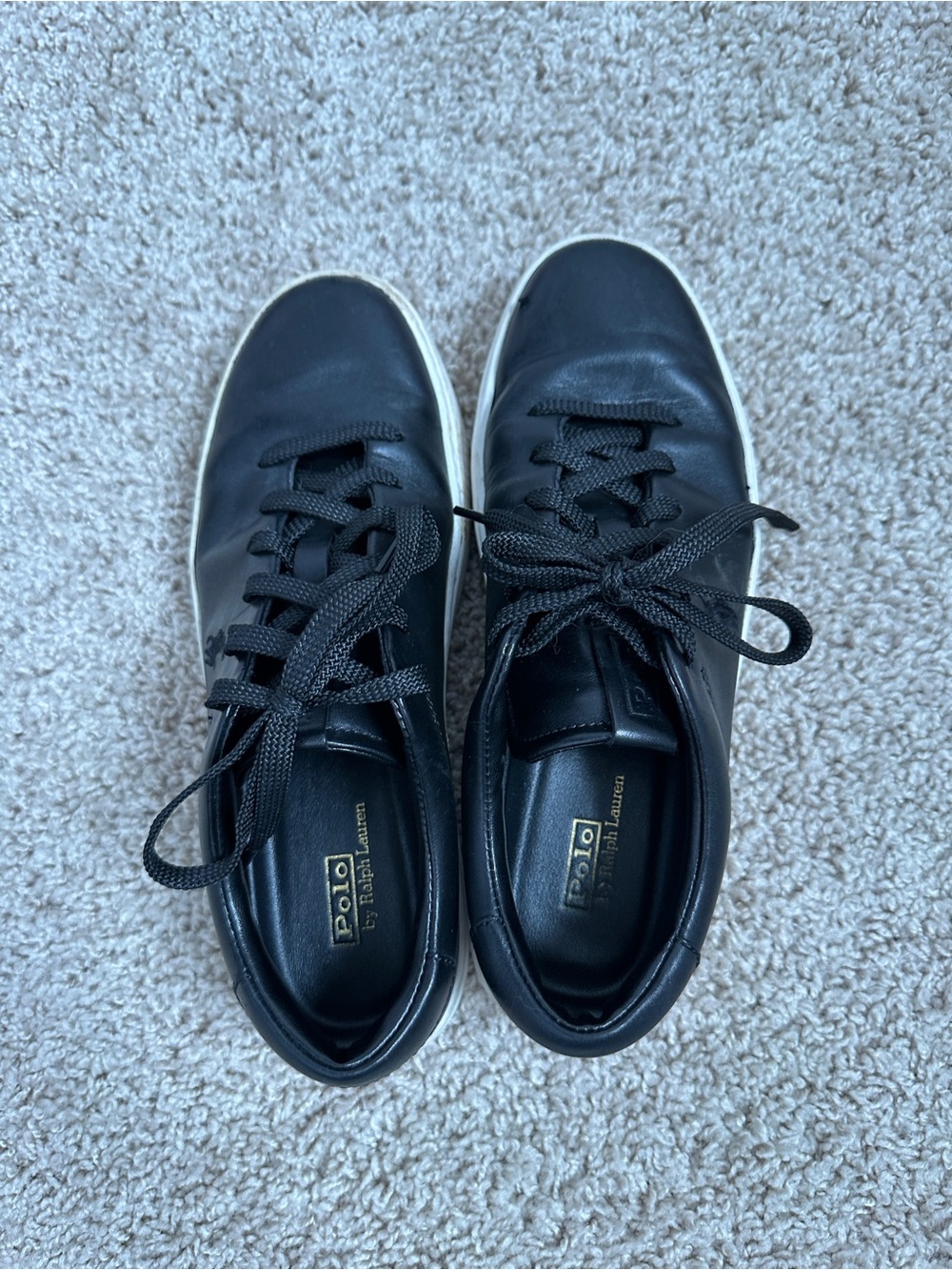 Polo by Ralph Lauren Black Low-Top Leather Sneakers size 7